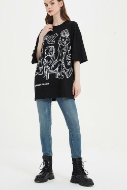 Rakugaki Tee - Y2K Summer Grunge Outfit, 90s Retro Style, Baby Tees, Y2K Popstar Fashion