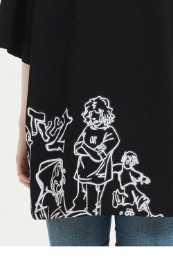 Rakugaki Tee - Y2K Summer Grunge Outfit, 90s Retro Style, Baby Tees, Y2K Popstar Fashion