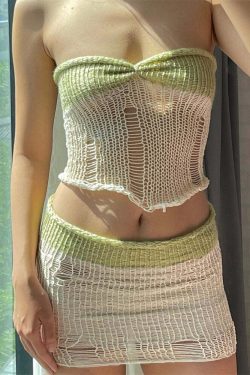 Rayann Knit Skirt Set - Y2K Summer & 90s Grunge Outfit, Retro Fashion, Pastel Goth Style