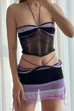 Rayann Knit Skirt Set - Y2K Summer & 90s Grunge Outfit, Retro Fashion, Pastel Goth Style