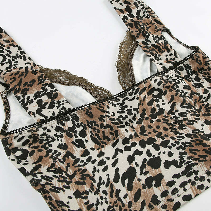 Rayne Leopard Print V-Neck Crop Top - Y2K Summer, 90s Grunge, Retro Party, Y2K Club Outfit