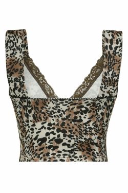 Rayne Leopard Print V-Neck Crop Top - Y2K Summer, 90s Grunge, Retro Party, Y2K Club Outfit