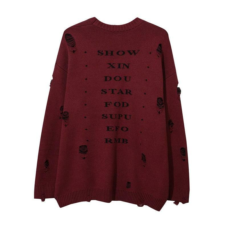 Reaper's Ripped Knit Sweater - Y2K Grunge, 90s Fashion, Retro Style, Gothic Y2K Outfits