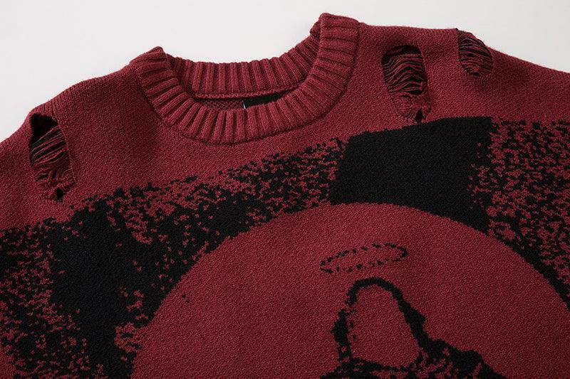 Reaper's Ripped Knit Sweater - Y2K Grunge, 90s Fashion, Retro Style, Gothic Y2K Outfits