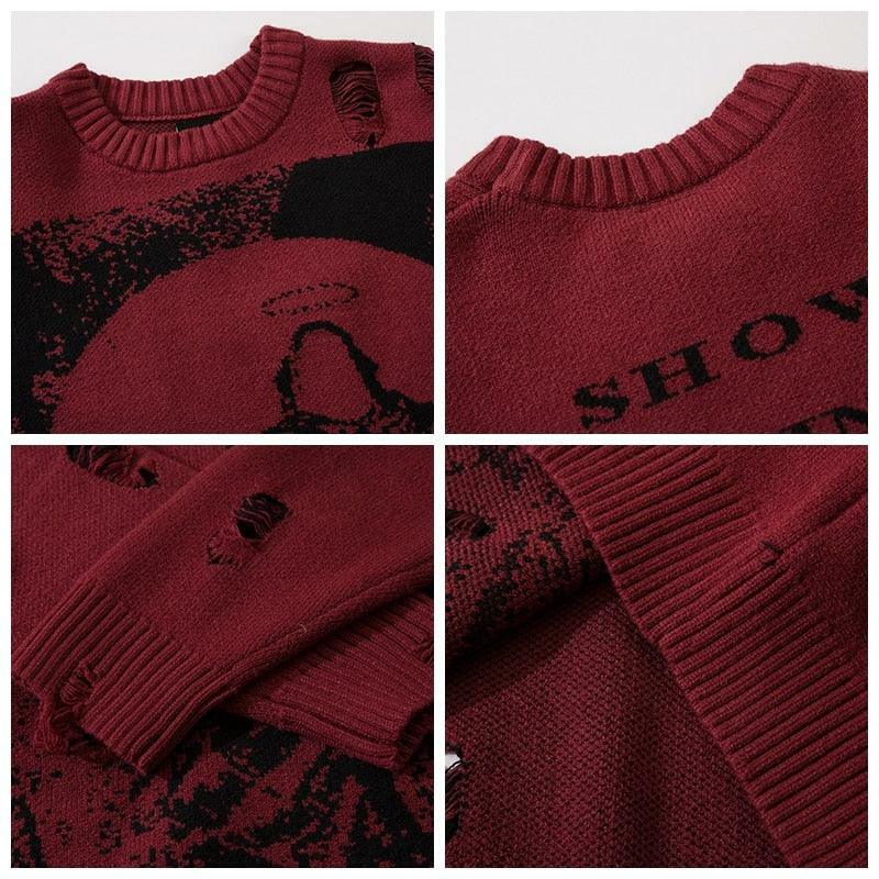 Reaper's Ripped Knit Sweater - Y2K Grunge, 90s Fashion, Retro Style, Gothic Y2K Outfits