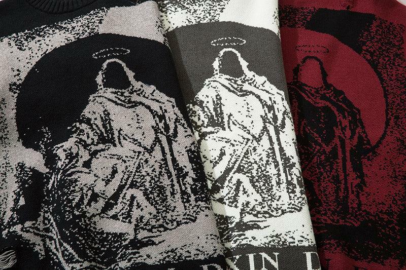 Reaper's Ripped Knit Sweater - Y2K Grunge, 90s Fashion, Retro Style, Gothic Y2K Outfits