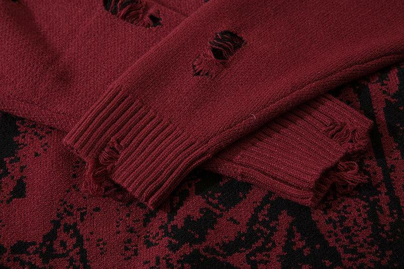 Reaper's Ripped Knit Sweater - Y2K Grunge, 90s Fashion, Retro Style, Gothic Y2K Outfits