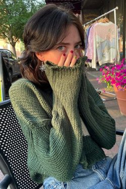 Rebeka Crop Sweater - Y2K Summer Grunge, 90s Retro, Pastel Goth, Y2K Club & Party Out