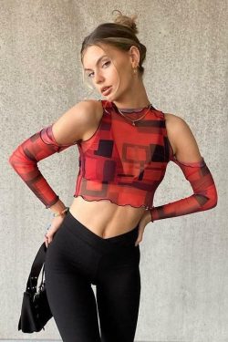 Red Off Shoulder Crop Top - Y2K Summer, 90s Grunge, Retro Party, Y2K Club, Baby Tees Y2