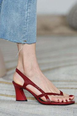 Red Peep Toe High Heel Sandals - Y2K Summer, 90s Fashion, Grunge, Retro, Y2K Party Outfits