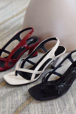Red Peep Toe High Heel Sandals - Y2K Summer, 90s Fashion, Grunge, Retro, Y2K Party Outfits