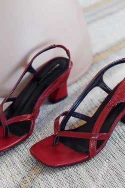 Red Peep Toe High Heel Sandals - Y2K Summer, 90s Fashion, Grunge, Retro, Y2K Party Outfits