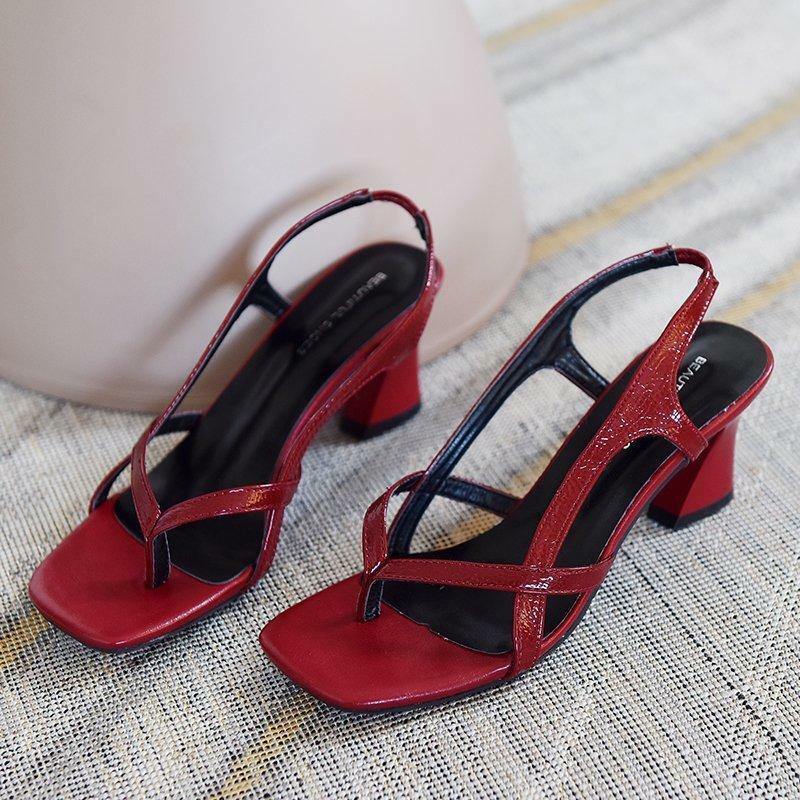 Red Peep Toe High Heel Sandals - Y2K Summer, 90s Fashion, Grunge, Retro, Y2K Party Outfits