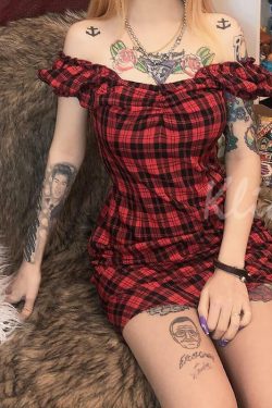 Red Plaid Mini Dress - Y2K Summer Grunge Outfit, 90s Fashion, Retro Style, Y2K