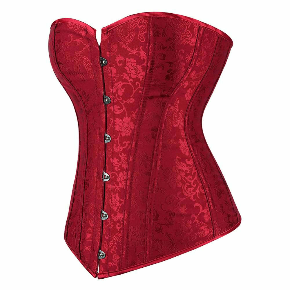Red Victorian Gothic Overbust Corset - Y2K Grunge, 90s Retro, Summer Party Outfit