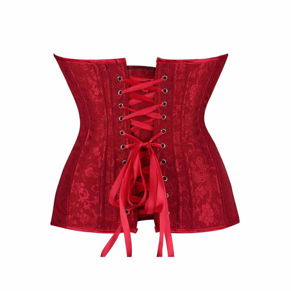 Red Victorian Gothic Overbust Corset - Y2K Grunge, 90s Retro, Summer Party Outfit