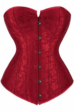 Red Victorian Gothic Overbust Corset - Y2K Grunge, 90s Retro, Summer Party Outfit
