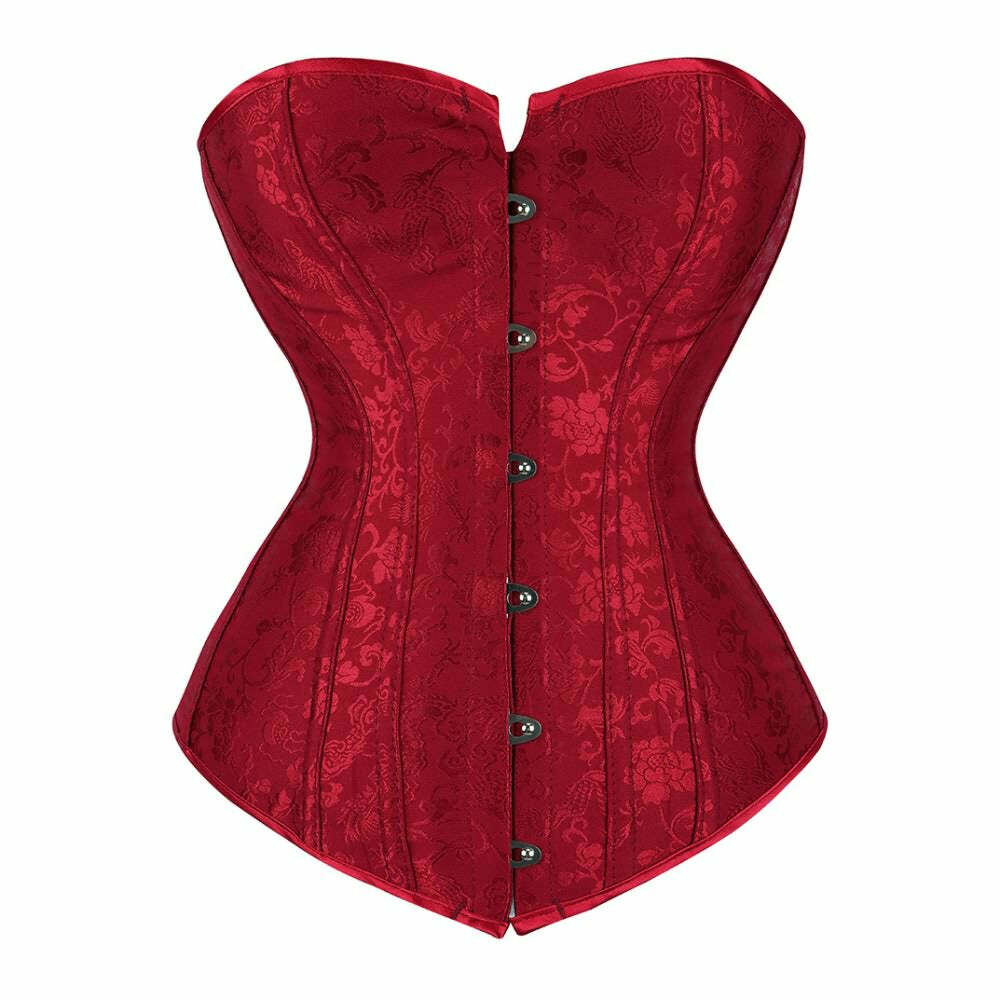 Red Victorian Gothic Overbust Corset - Y2K Grunge, 90s Retro, Summer Party Outfit