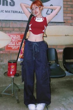 Red Y2K Top - Retro 90s Grunge, Summer Party, Club Outfits, Popstar Style, Baby Tees