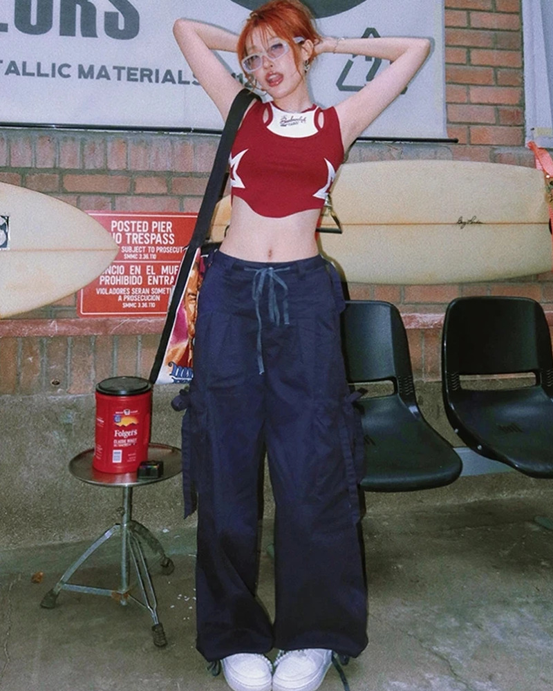 Red Y2K Top - Retro 90s Grunge, Summer Party, Club Outfits, Popstar Style, Baby Tees