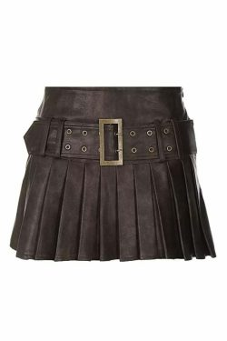 Reem Faux Leather Mini Skirt - Y2K Summer, 90s Grunge, Retro Goth, Y2K Party & Club Outfits