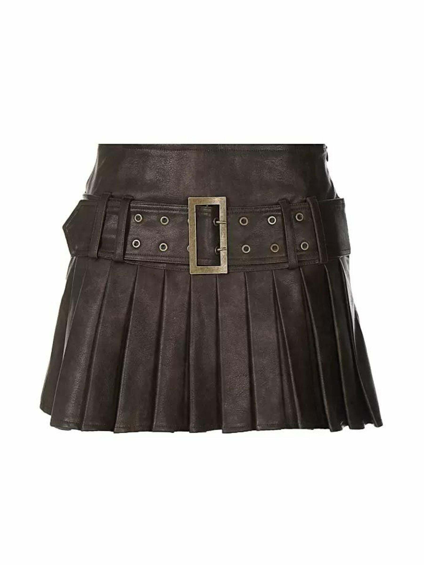 Reem Faux Leather Mini Skirt - Y2K Summer, 90s Grunge, Retro Goth, Y2K Party & Club Outfits