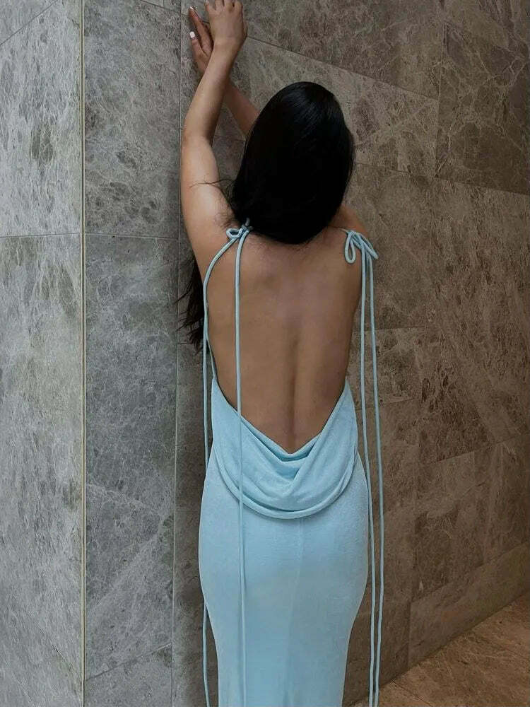 Regina Backless Maxi Dress - Y2K Summer, 90s Grunge, Retro Style, Pastel Goth, Party Outfit