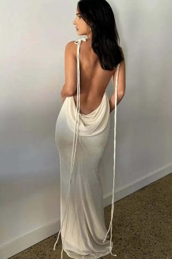Regina Backless Maxi Dress - Y2K Summer, 90s Grunge, Retro Style, Pastel Goth, Party Outfit