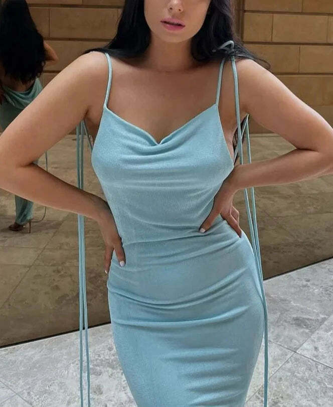 Regina Backless Maxi Dress - Y2K Summer, 90s Grunge, Retro Style, Pastel Goth, Party Outfit