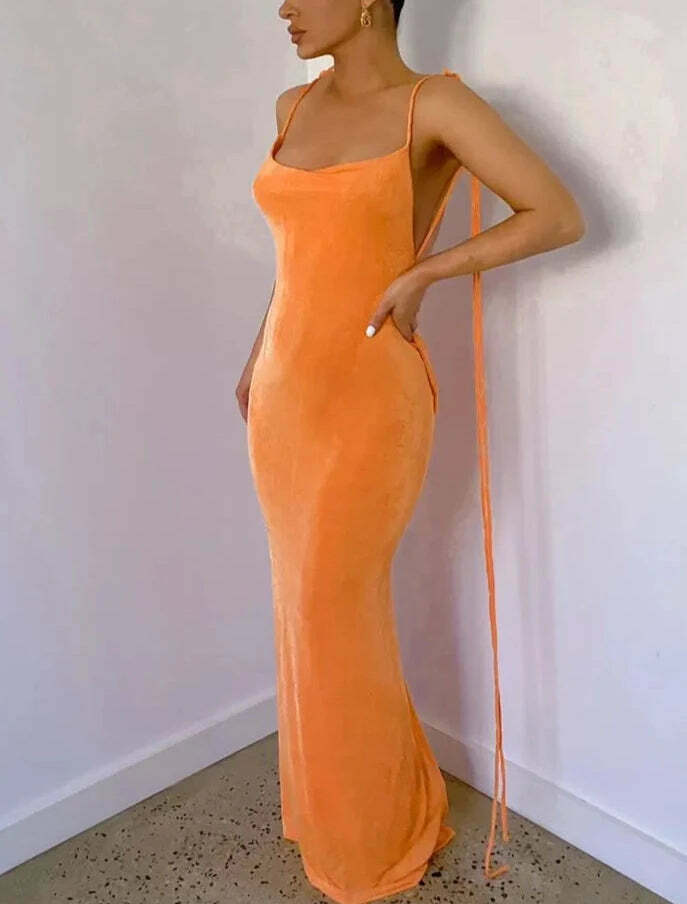 Regina Backless Maxi Dress - Y2K Summer, 90s Grunge, Retro Style, Pastel Goth, Party Outfit