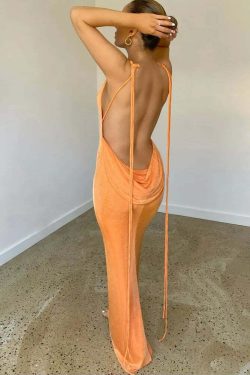 Regina Backless Maxi Dress - Y2K Summer, 90s Grunge, Retro Style, Pastel Goth, Party Outfit