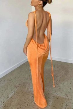 Regina Backless Maxi Dress - Y2K Summer, 90s Grunge, Retro Style, Pastel Goth, Party Outfit