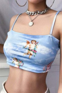 Renaissance Angels Top - Y2K Summer Grunge, 90s Retro, Pastel Goth, Y2K Party & Club Outfits