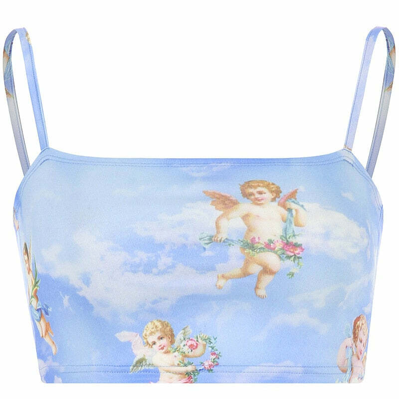 Renaissance Angels Top - Y2K Summer Grunge, 90s Retro, Pastel Goth, Y2K Party & Club Outfits