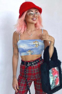 Renaissance Angels Top - Y2K Summer Grunge, 90s Retro, Pastel Goth, Y2K Party & Club Outfits