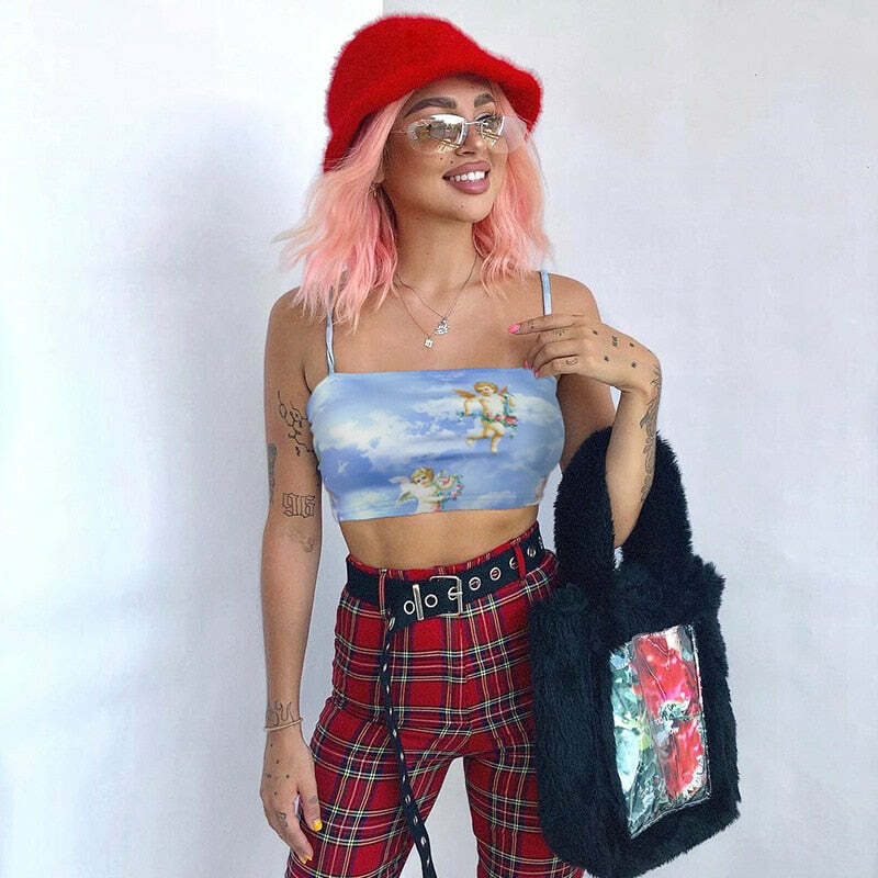 Renaissance Angels Top - Y2K Summer Grunge, 90s Retro, Pastel Goth, Y2K Party & Club Outfits