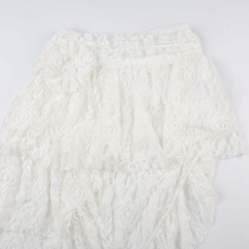 Renee Asymmetric Lace Skirt - Y2K Summer, 90s Grunge, Retro Goth, Y2K Party & Club Outfits