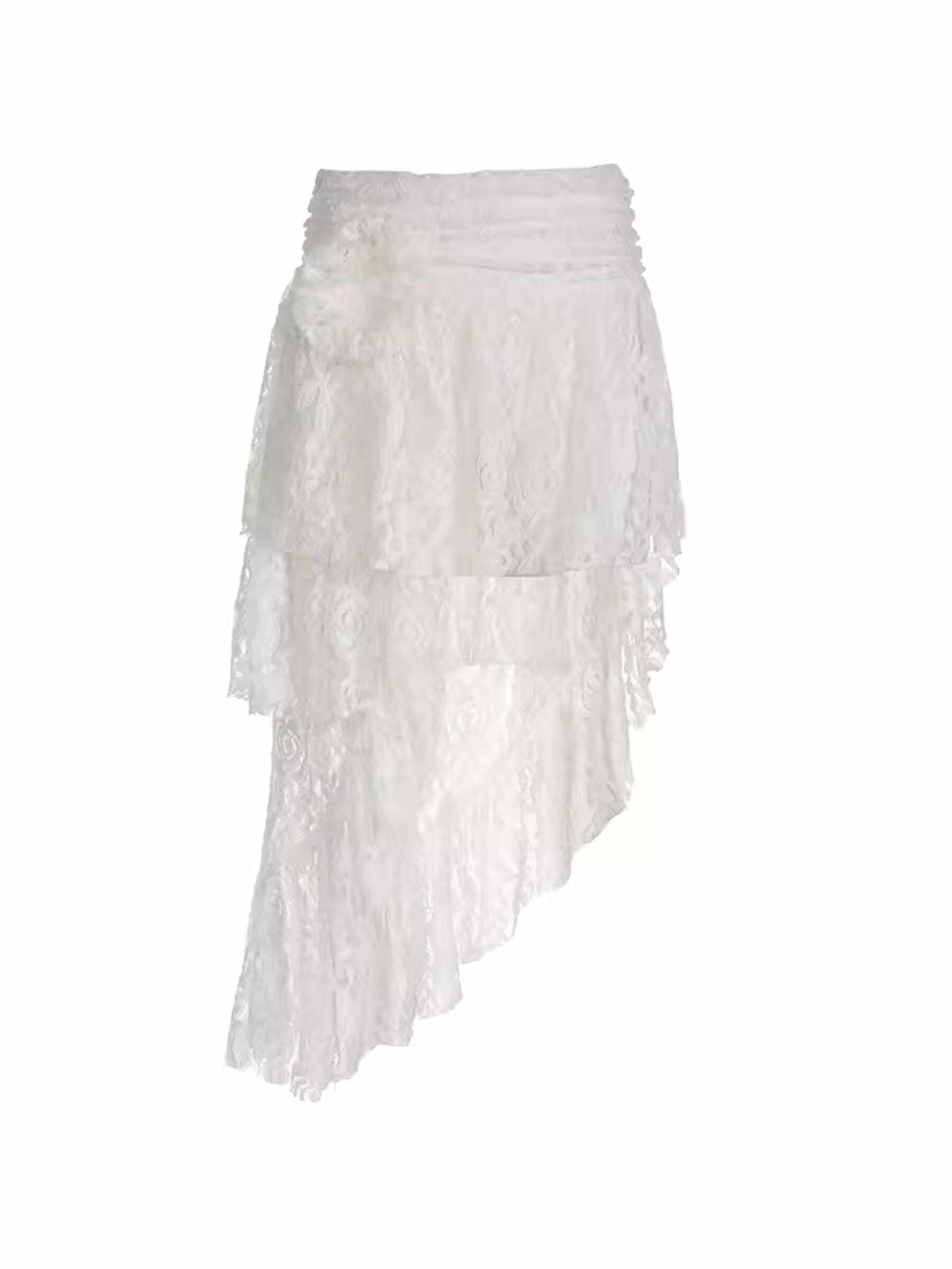 Renee Asymmetric Lace Skirt - Y2K Summer, 90s Grunge, Retro Goth, Y2K Party & Club Outfits