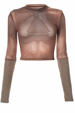 Retro Brown Grunge Long-Sleeve T-shirt - Y2K Summer, 90s Fashion, Gothic Y2K, Y2K Club