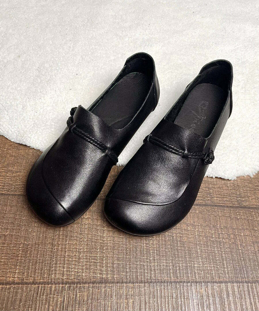 Retro Green Cowhide Leather Cross Strap Flats - Y2K Summer, 90s Fashion, Grunge, Pastel Goth