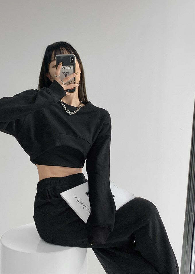 Return To My Confident Self Y2K Grunge Long-Sleeved Cropped Sweatshirt - 90s Retro Style