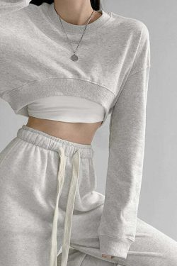 Return To My Confident Self Y2K Grunge Long-Sleeved Cropped Sweatshirt - 90s Retro Style