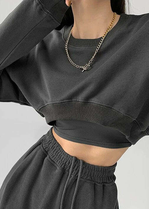 Return To My Confident Self Y2K Grunge Long-Sleeved Cropped Sweatshirt - 90s Retro Style