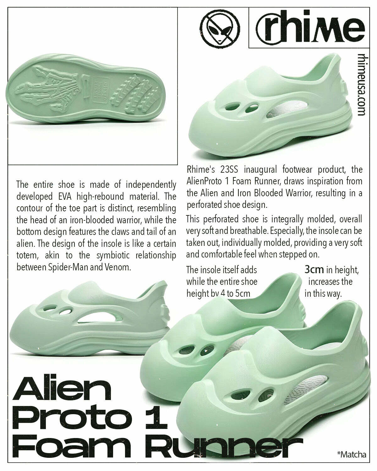 Rhime Alien Proto 1 Foam Runner - Y2K Grunge & 90s Retro Style for Summer Outfits and Party Looks