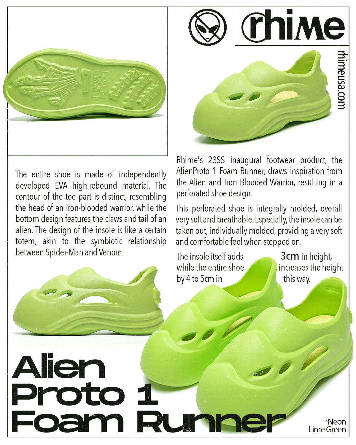 Rhime Alien Proto 1 Foam Runner - Y2K Grunge & 90s Retro Style for Summer Outfits and Party Looks
