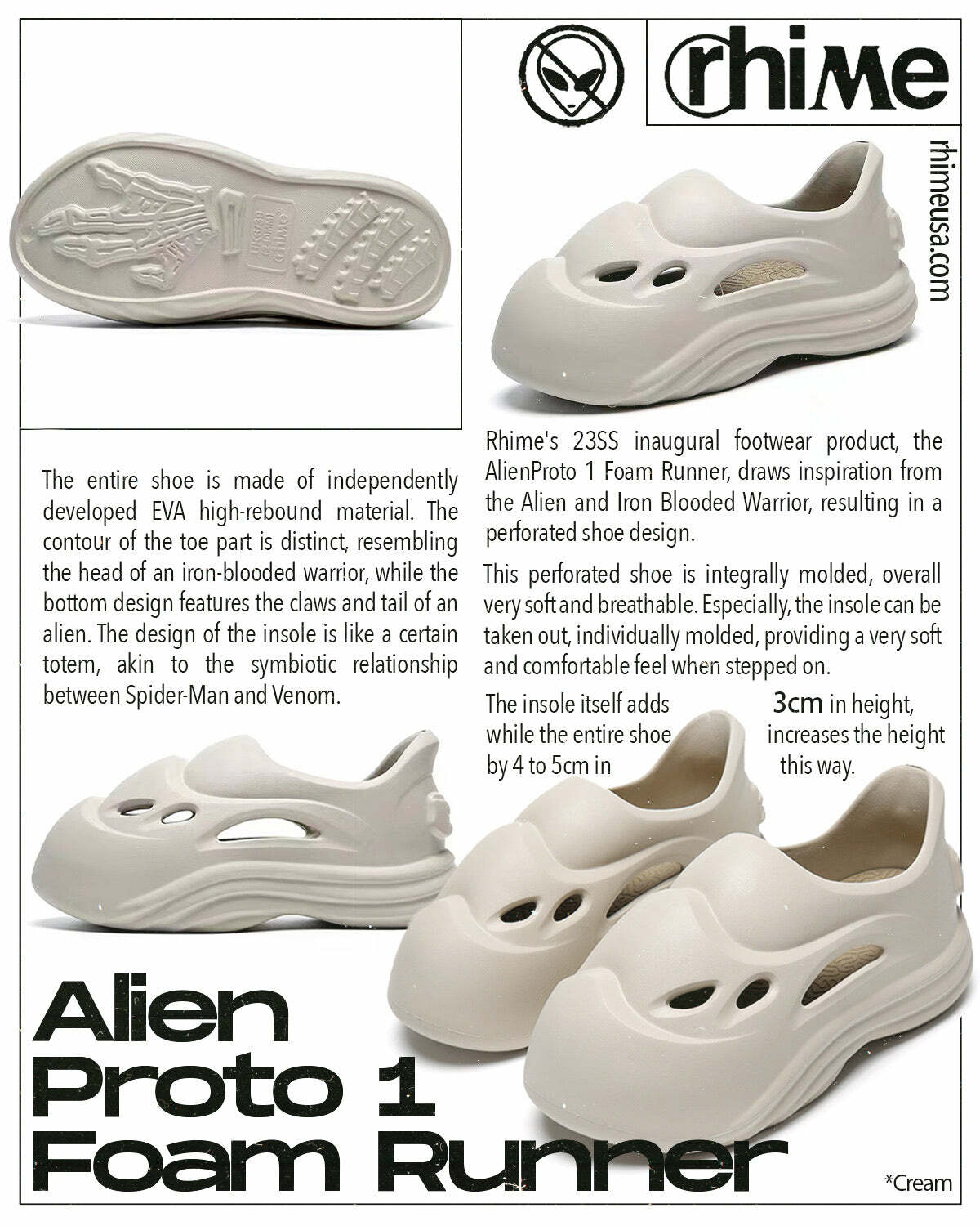 Rhime Alien Proto 1 Foam Runner - Y2K Grunge & 90s Retro Style for Summer Outfits and Party Looks