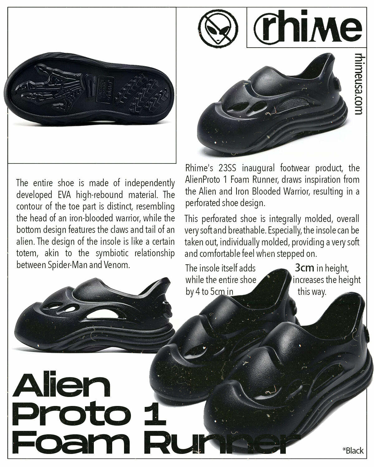 Rhime Alien Proto 1 Foam Runner - Y2K Grunge & 90s Retro Style for Summer Outfits and Party Looks