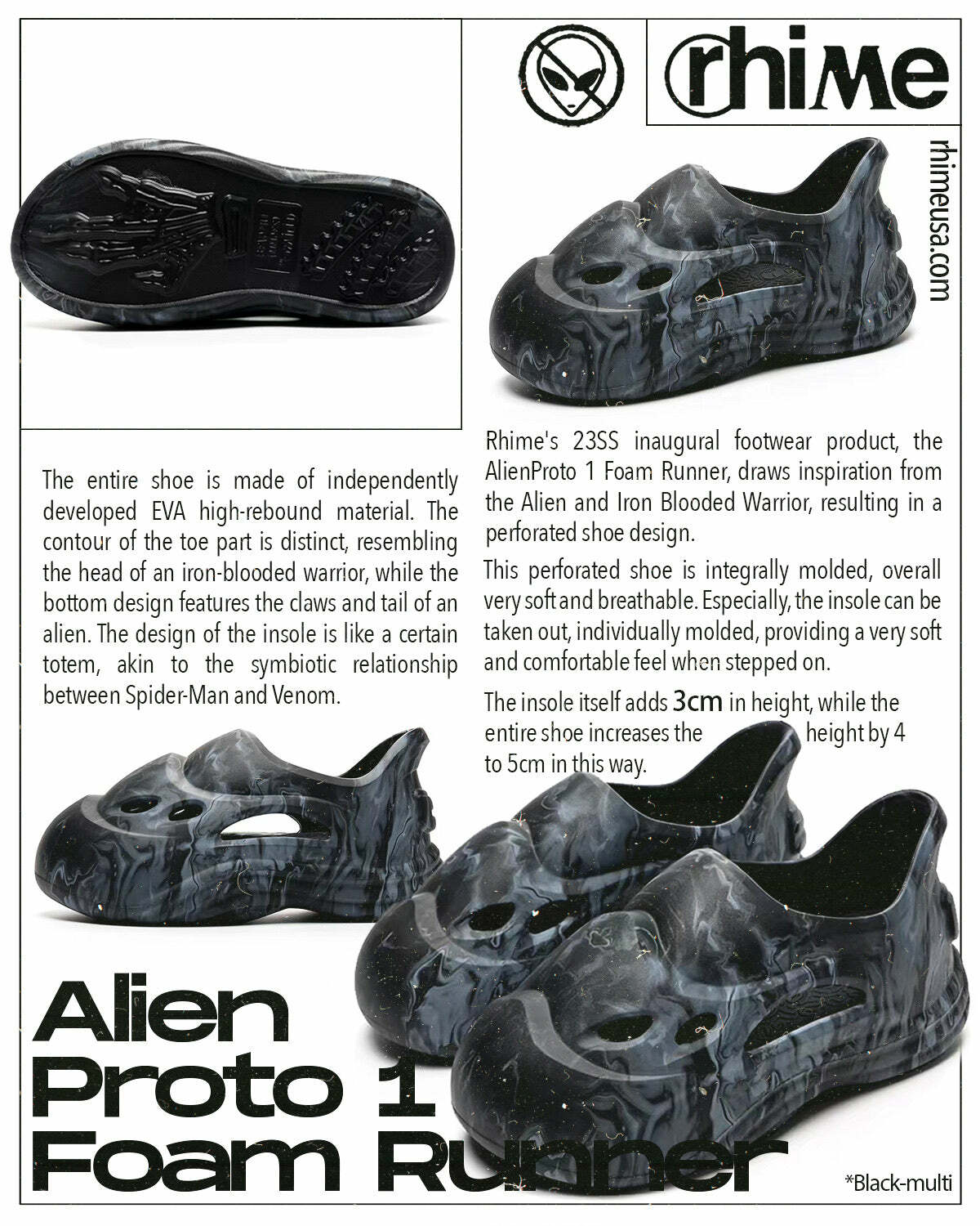 Rhime Alien Proto 1 Foam Runner - Y2K Grunge & 90s Retro Style for Summer Outfits and Party Looks