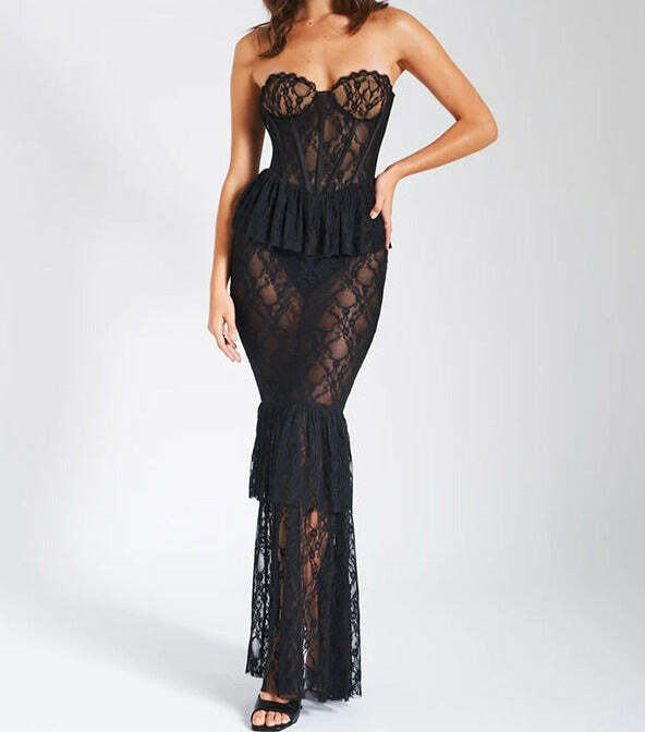 Riva Lace Maxi Dress - Y2K Summer Outfit, 90s Fashion, Grunge, Retro Style, Y2K Party Look