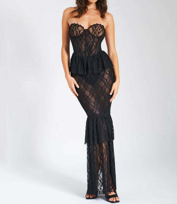 Riva Lace Maxi Dress - Y2K Summer Outfit, 90s Fashion, Grunge, Retro Style, Y2K Party Look